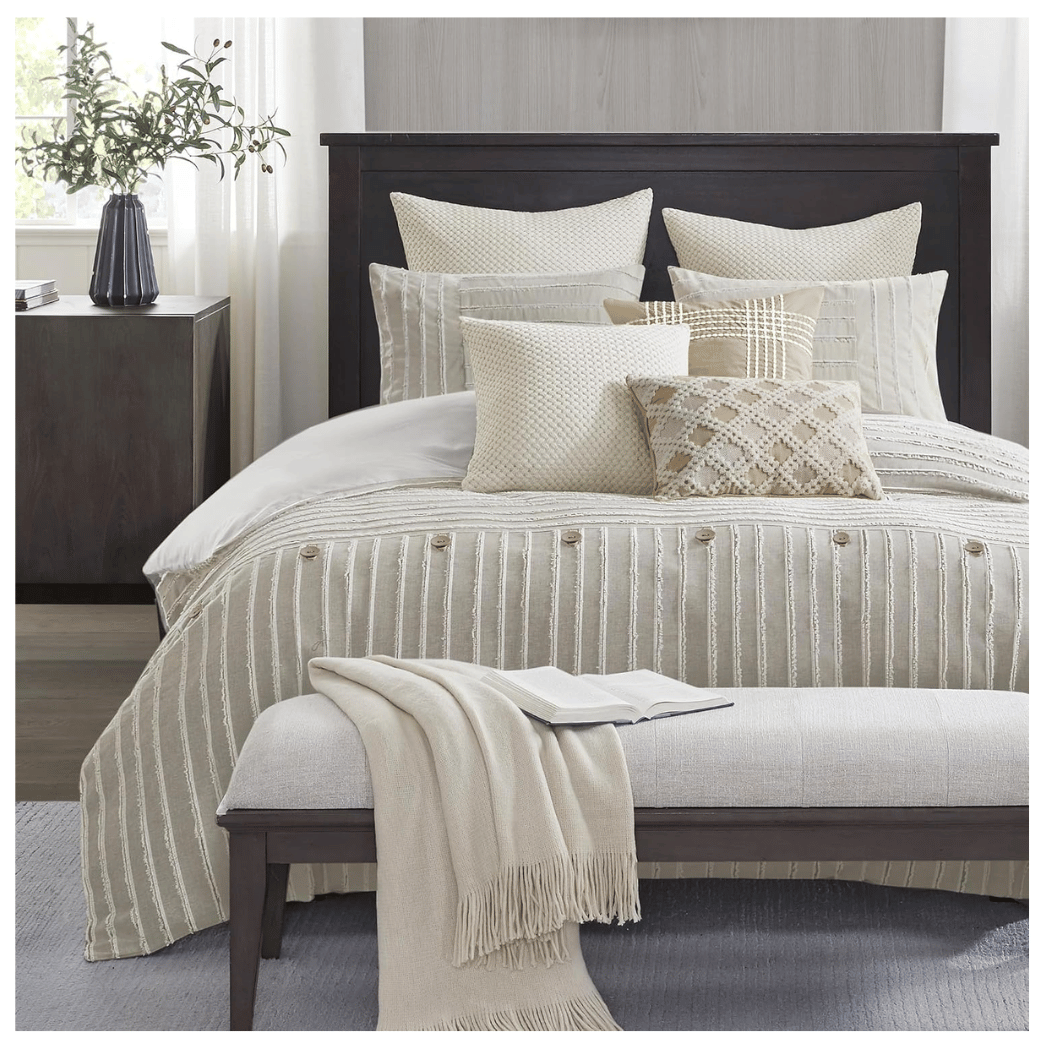 Farmhouse King Cotton Comforter Set with Removable Cover, 9pc