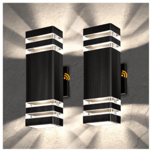 Outdoor Wall Lights 2-Pack – Modern Patio Wall Light Fixture, Dusk to Dawn Outside Lights for House